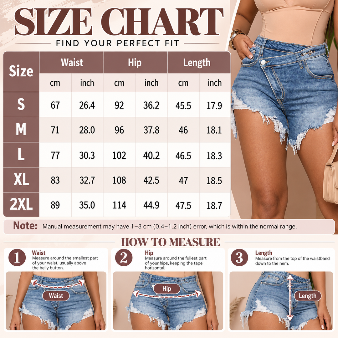 Asymmetric Waist Denim Shorts