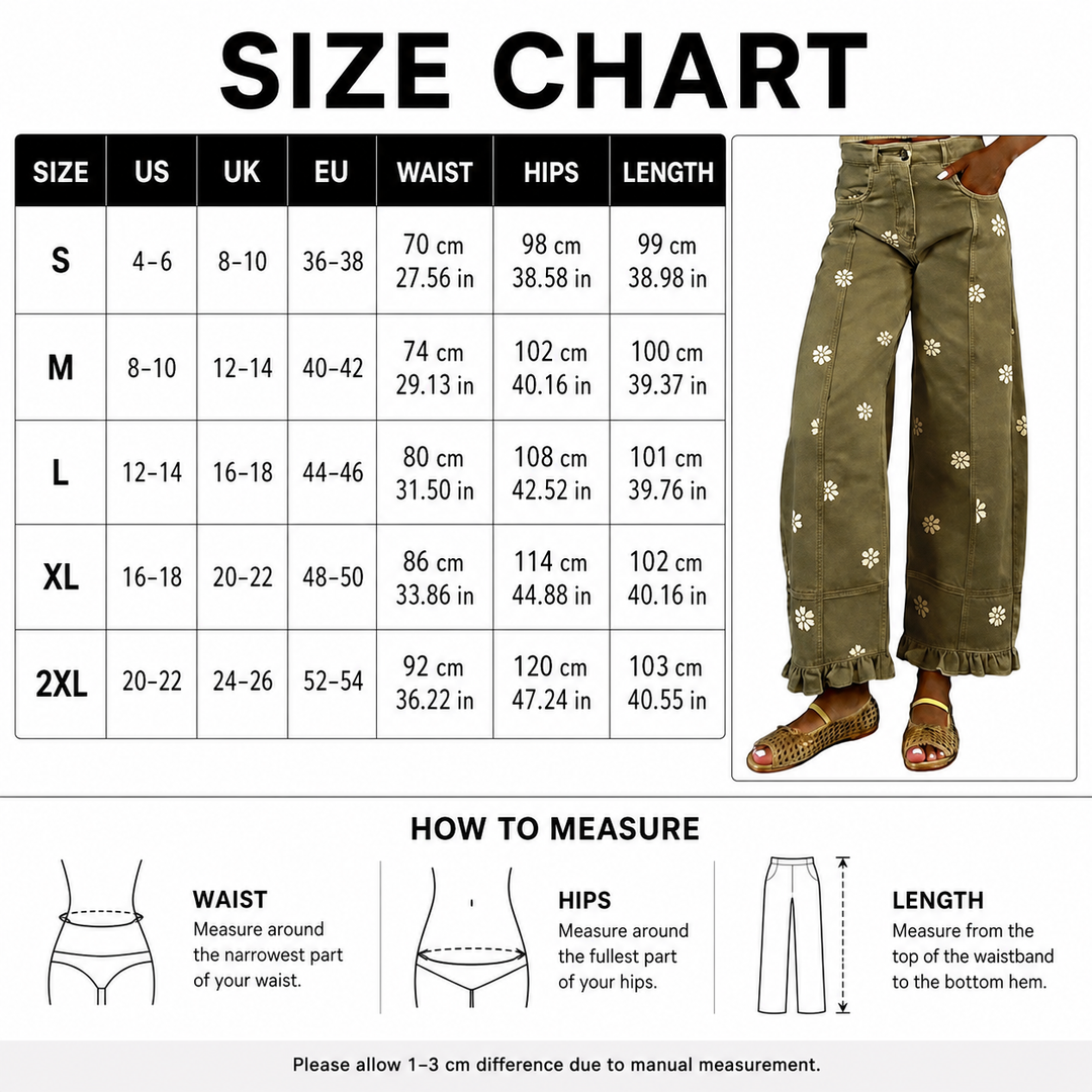 Floral Embroidered Wide Leg Pants