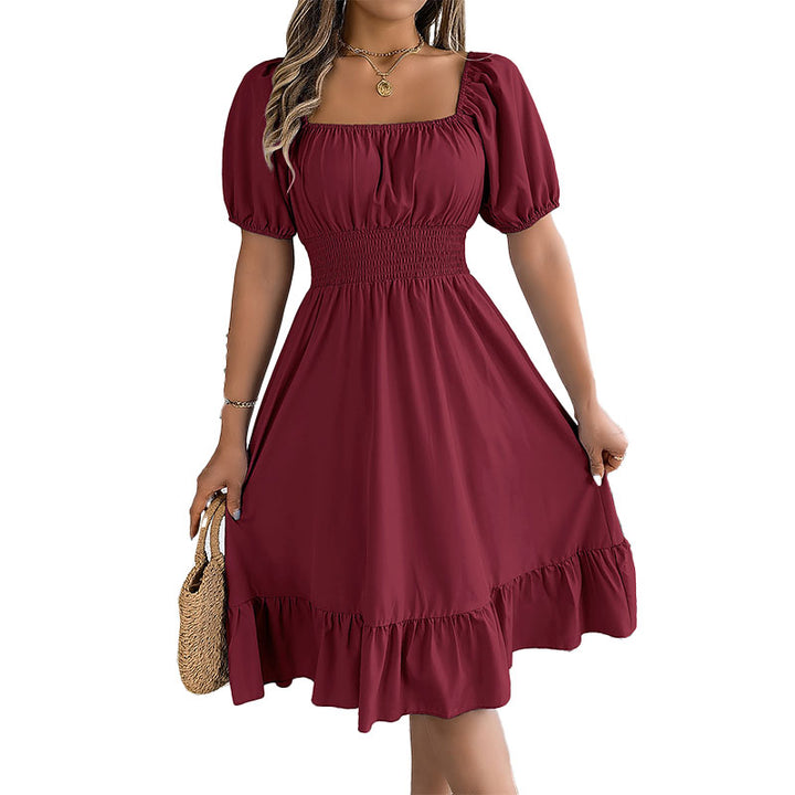 Elegant Square Neck Midi Dress