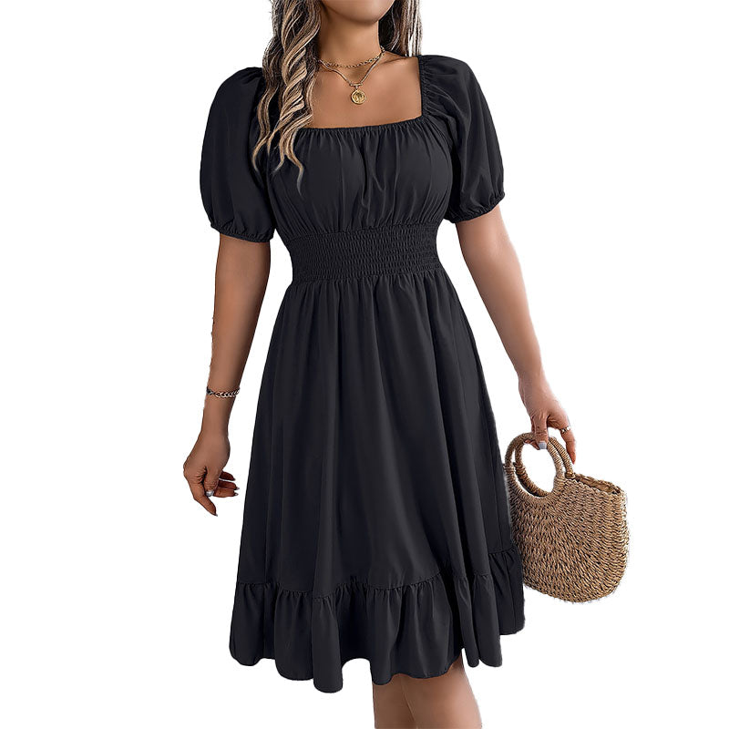 Elegant Square Neck Midi Dress