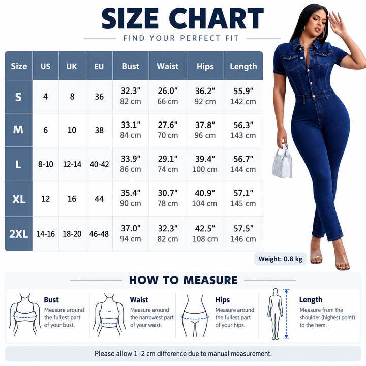 Button Front Denim Jumpsuit