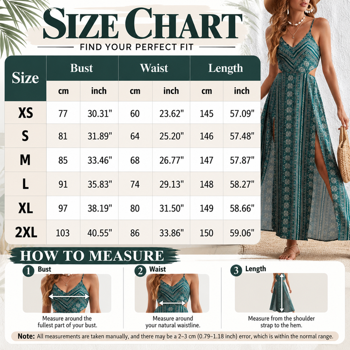 Boho Printed Cutout Maxi Dress