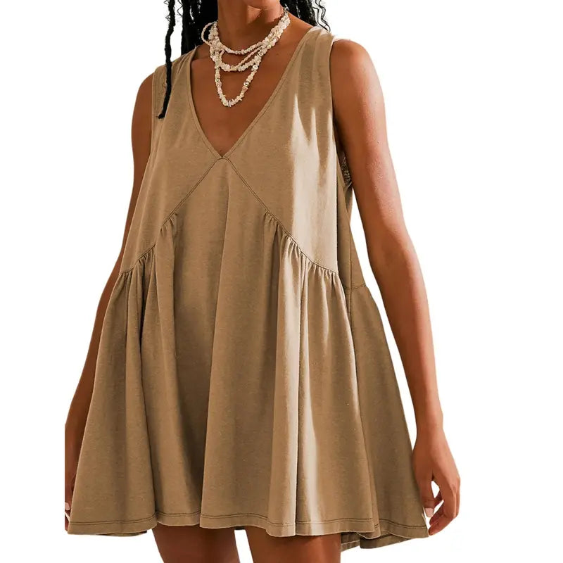 V Neck Flow Mini Dress