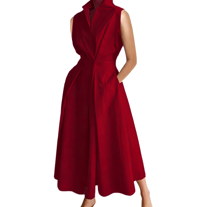Elegant Belted Shirt Maxi Dress