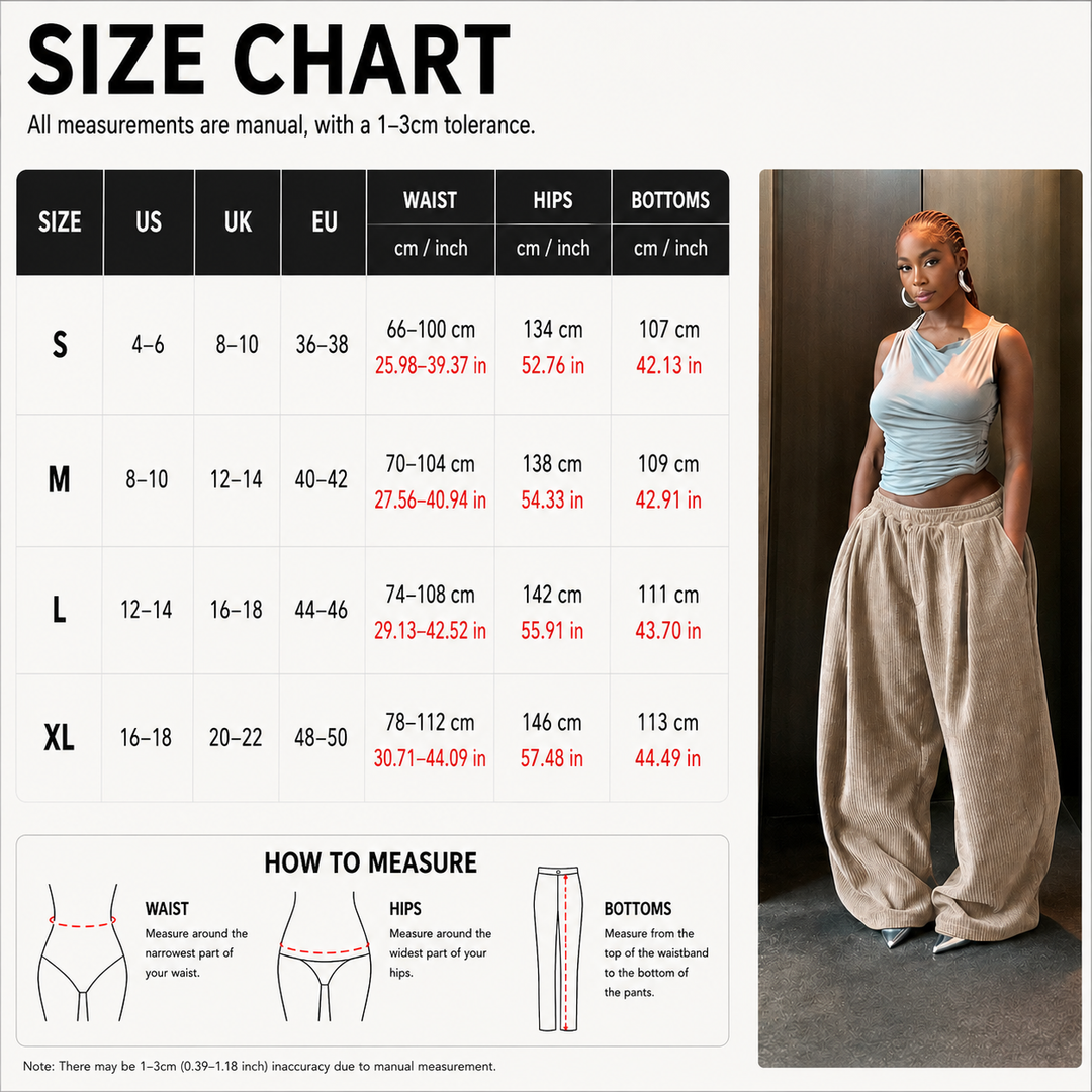 Relaxed Corduroy Wide Leg Pants