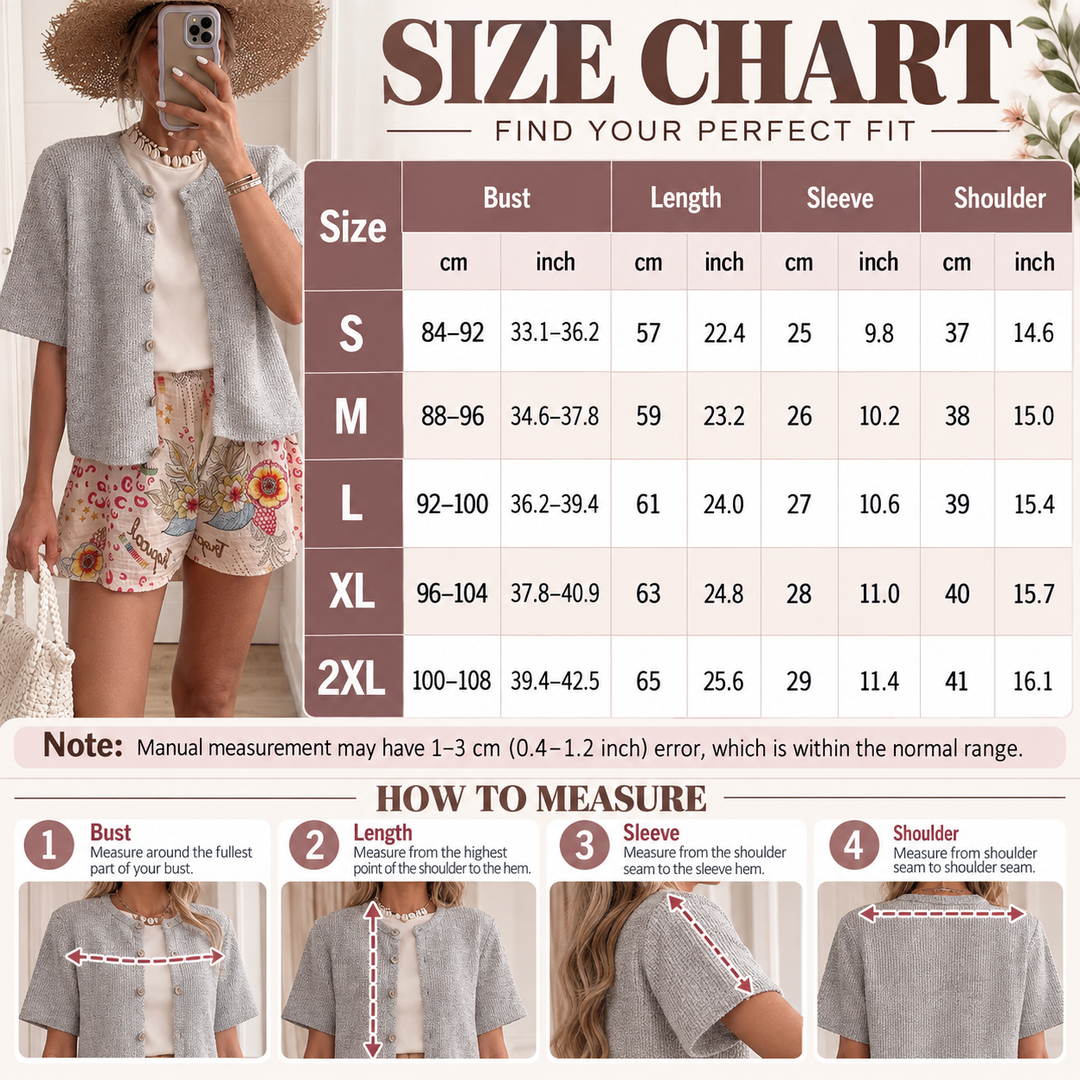 Textured Short Sleeve Button Cardigan