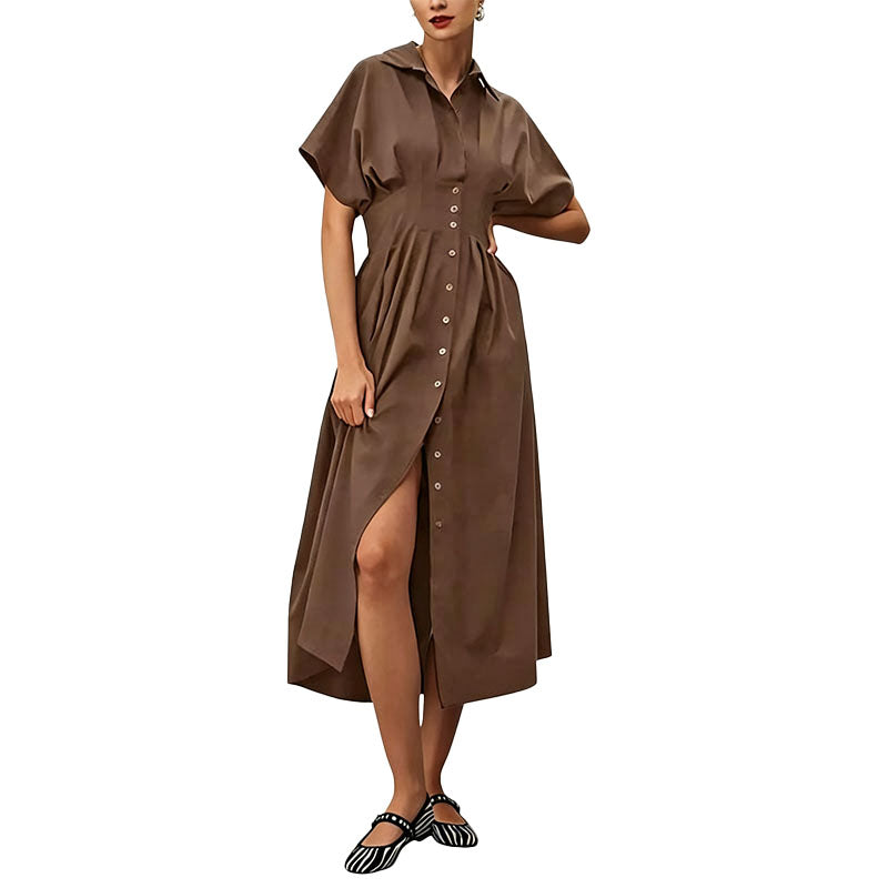 Button Front Midi Shirt Dress