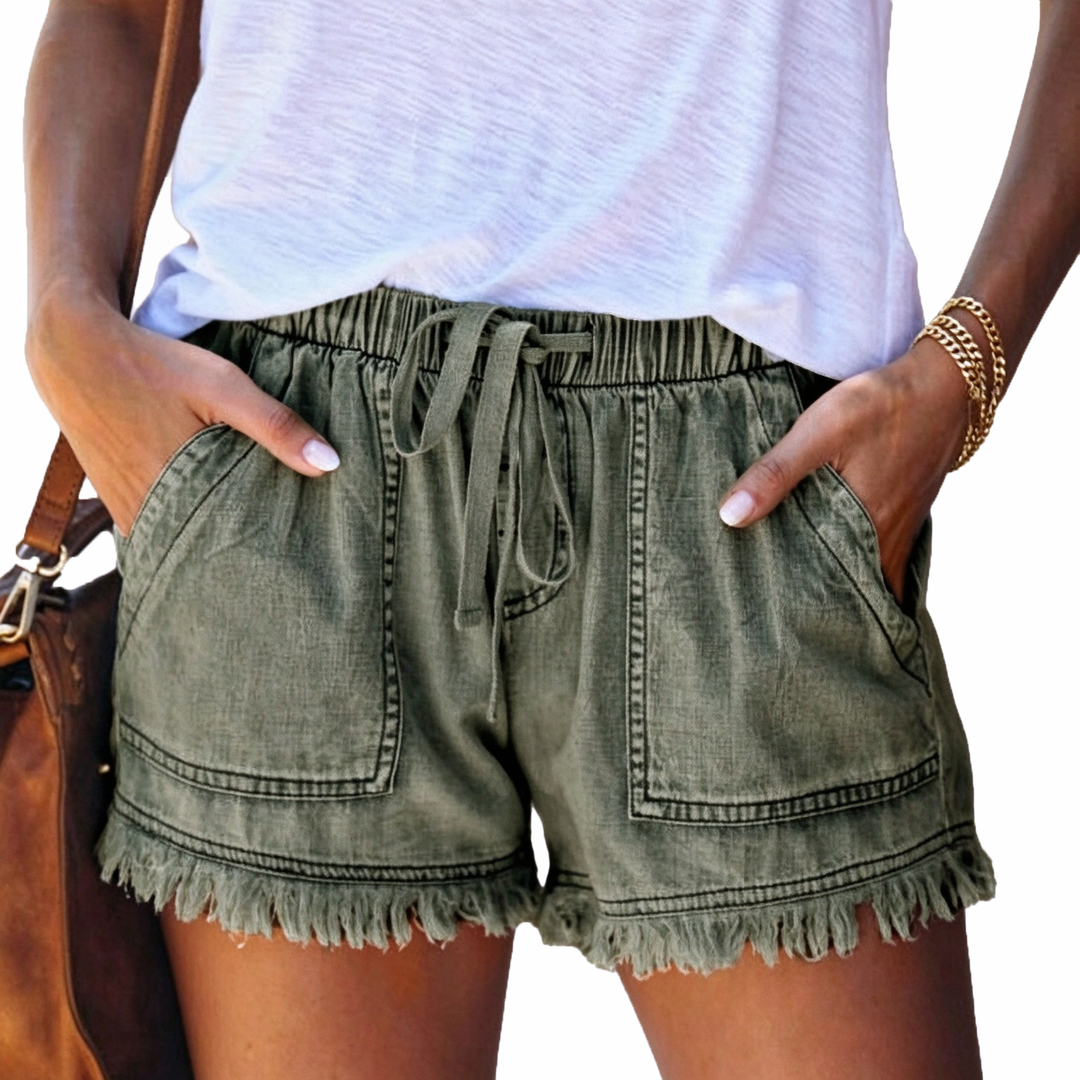 Drawstring Denim Shorts