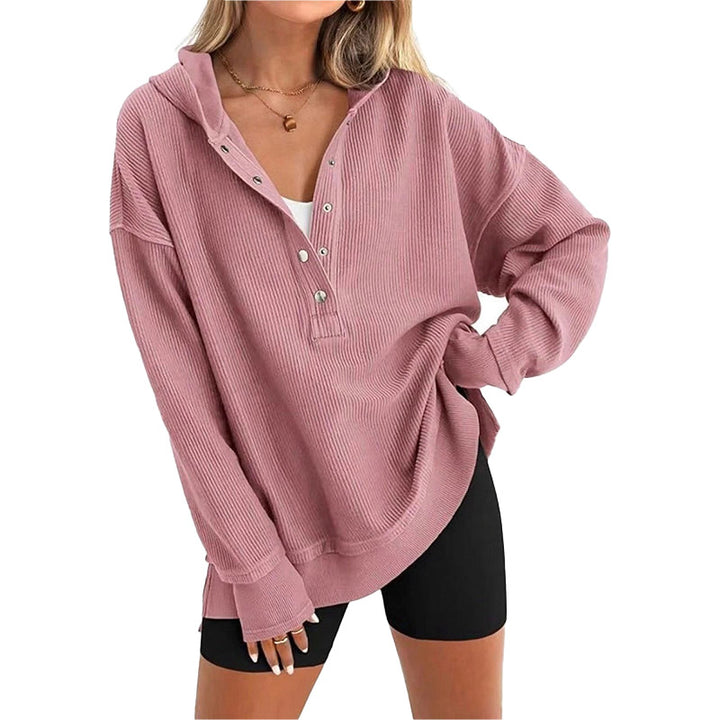 Relaxed Ribbed Hooded Pullover