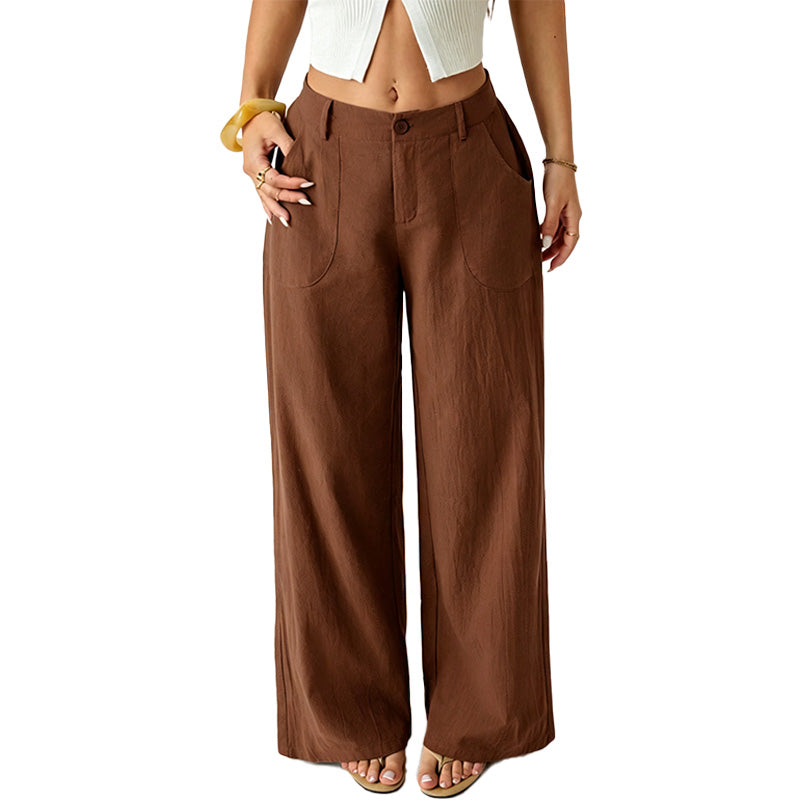 High Waist Wide Leg Linen Pants