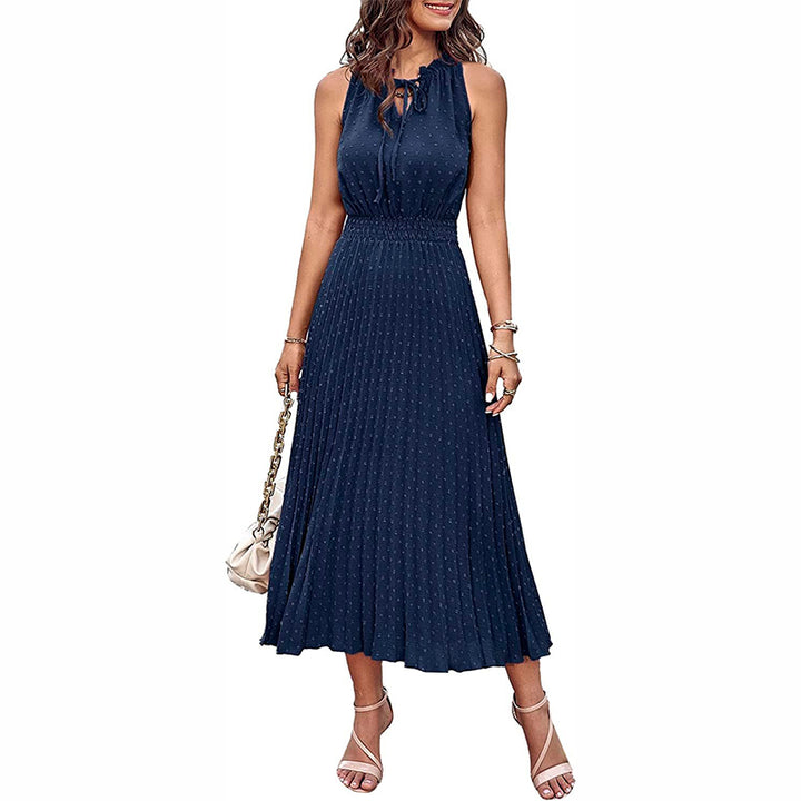 Pleated Long Sleeve Midi Dress