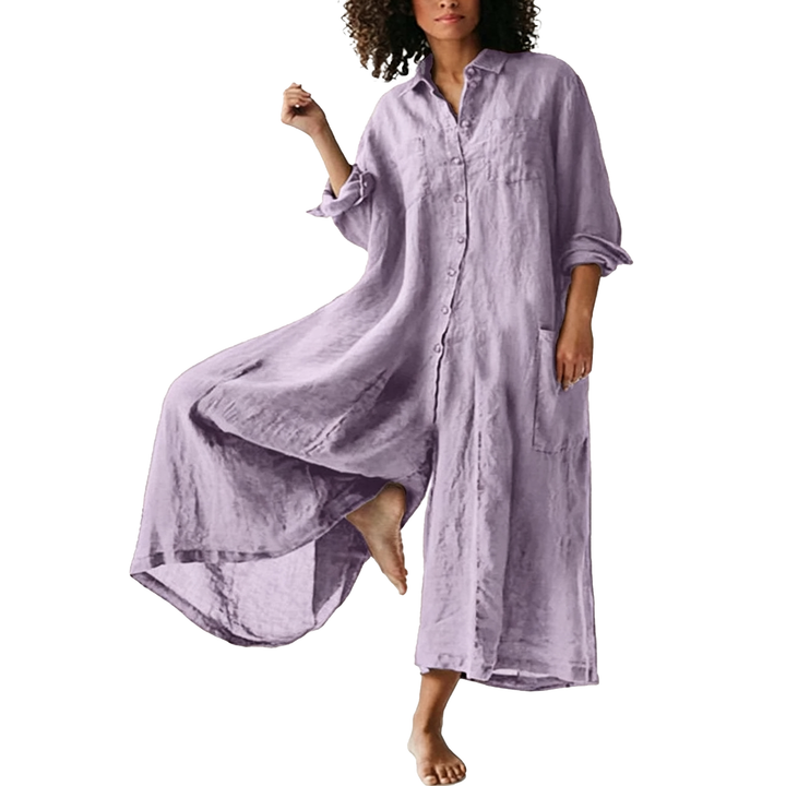 Relaxed Linen Button Down Maxi Dress