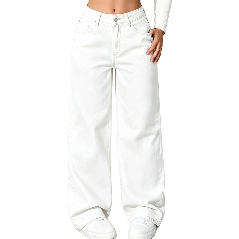 Relaxed Straight Wide Leg Jeans