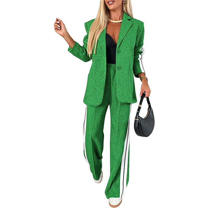 Contrast Stripe Blazer Set