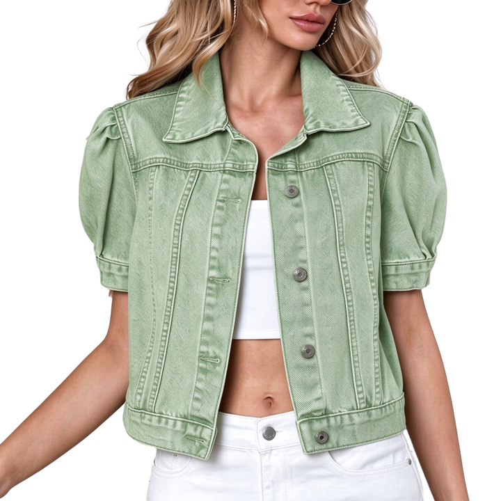 Puff Sleeve Denim Jacket
