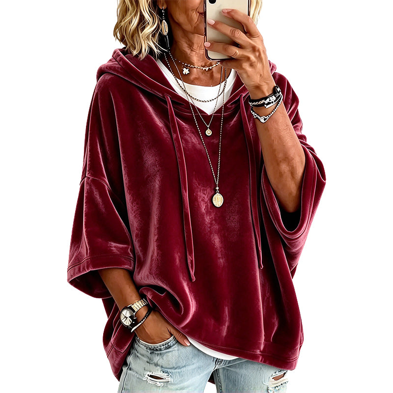 Casual Velvet Hooded Sweatshirt