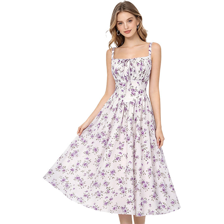 Floral Print Corset Midi Dress