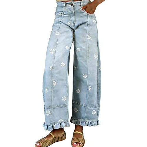 Floral Embroidered Wide Leg Pants