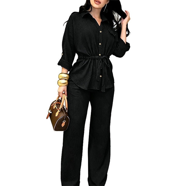 Relaxed Pleated Two Piece Set