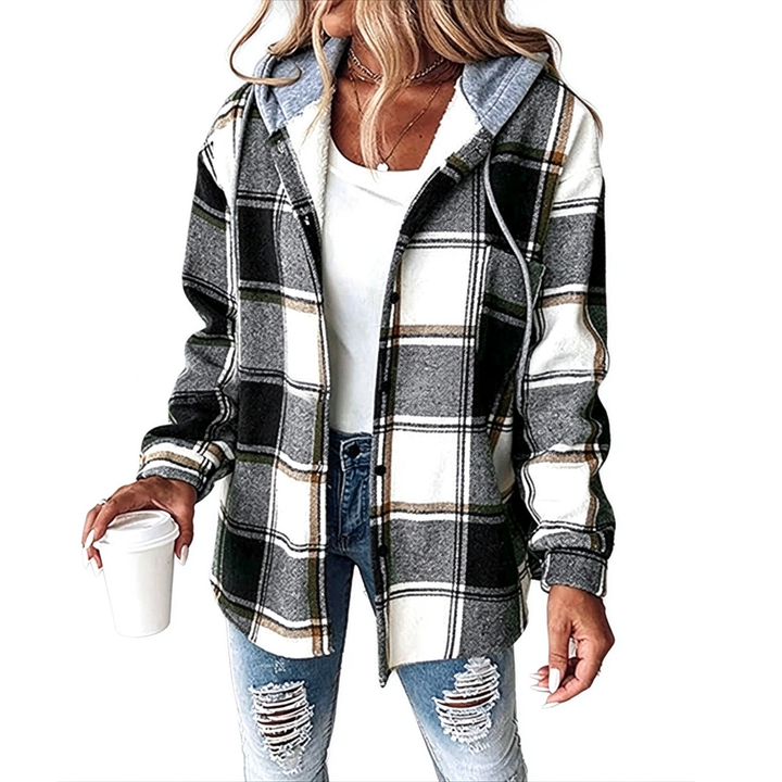 Plaid Hooded Button-Up Shacket