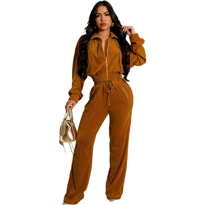 Casual Zip-Up Two-Piece Outfit
