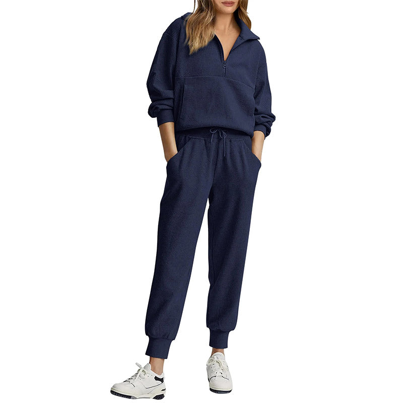 Ribbed Half-Zip Lounge Set