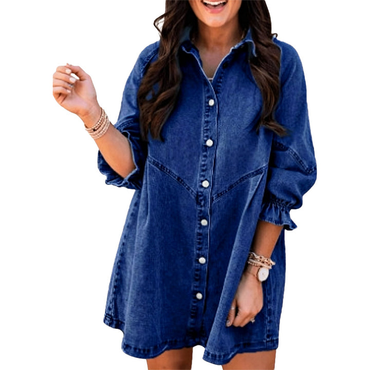 Button Front Denim Shirt Dress