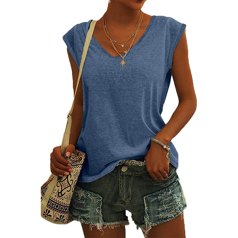 Relaxed Fit V-Neck Sleeveless Top