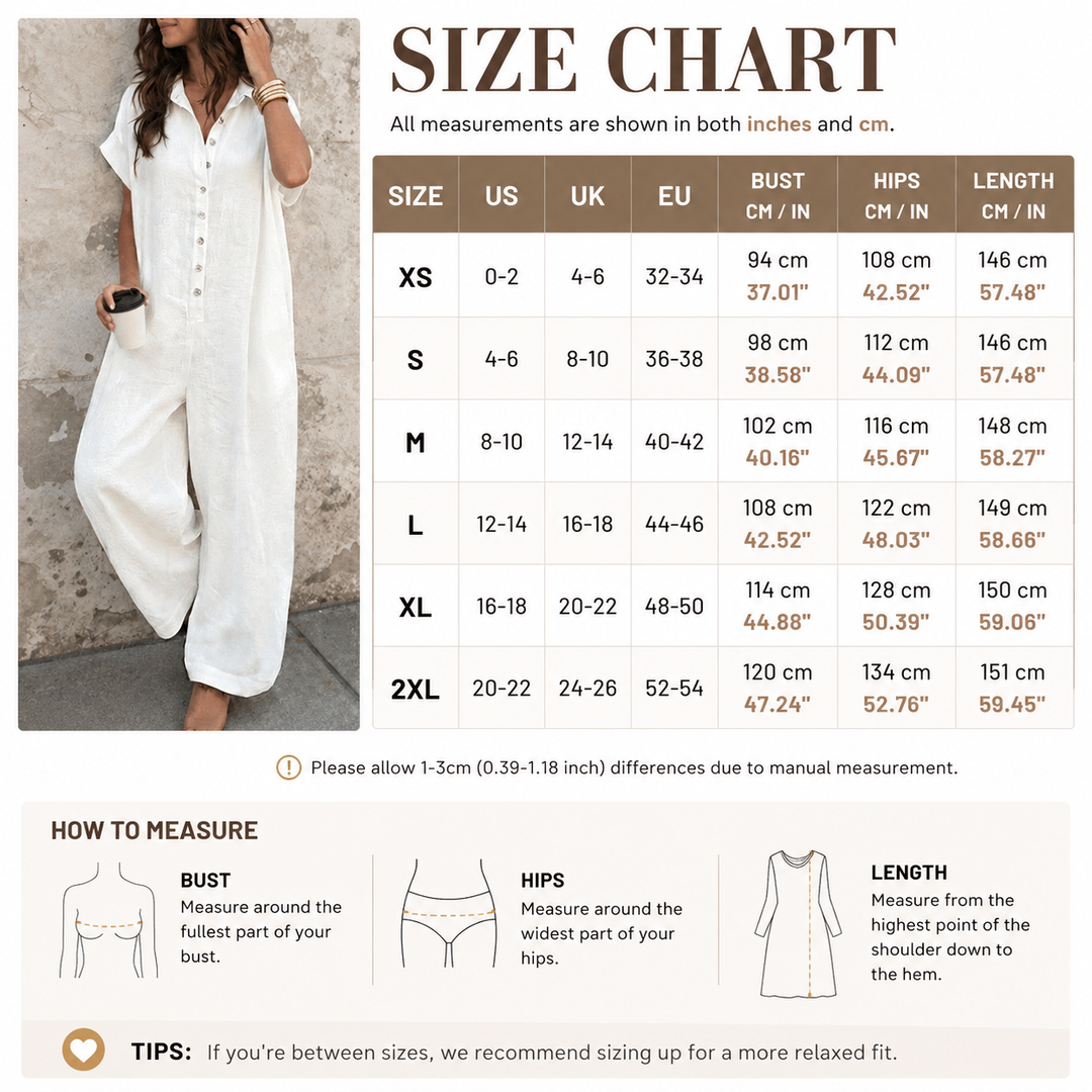 Relaxed Button Front Wide Leg Jumpsuit A