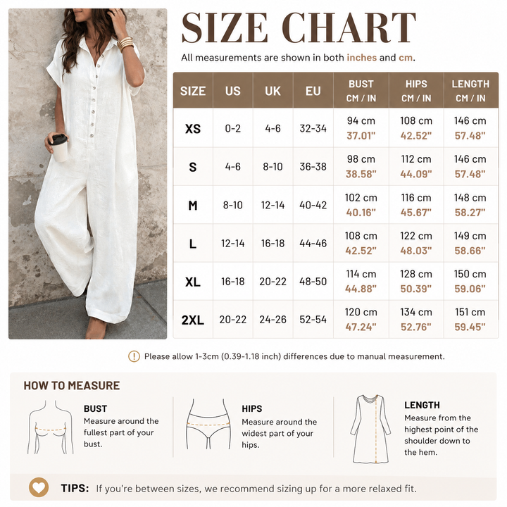 Relaxed Button Front Wide Leg Jumpsuit A