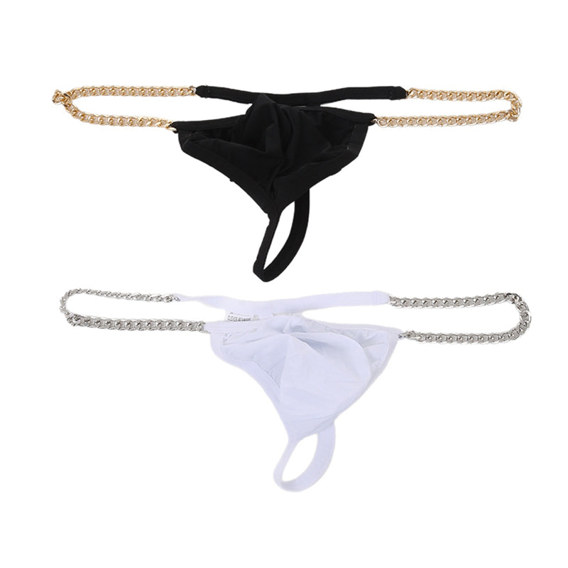 Men's Chain Detail Ice Silk Thong