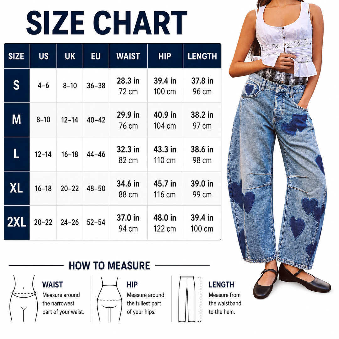 Heart Print Wide Leg Jeans