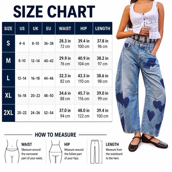 Heart Print Wide Leg Jeans