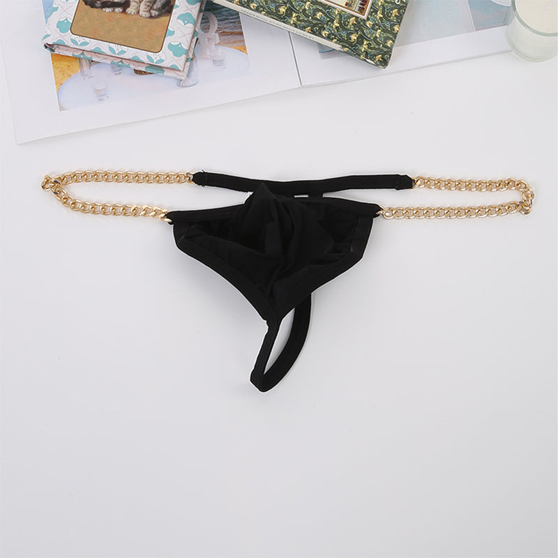 Men's Chain Detail Ice Silk Thong