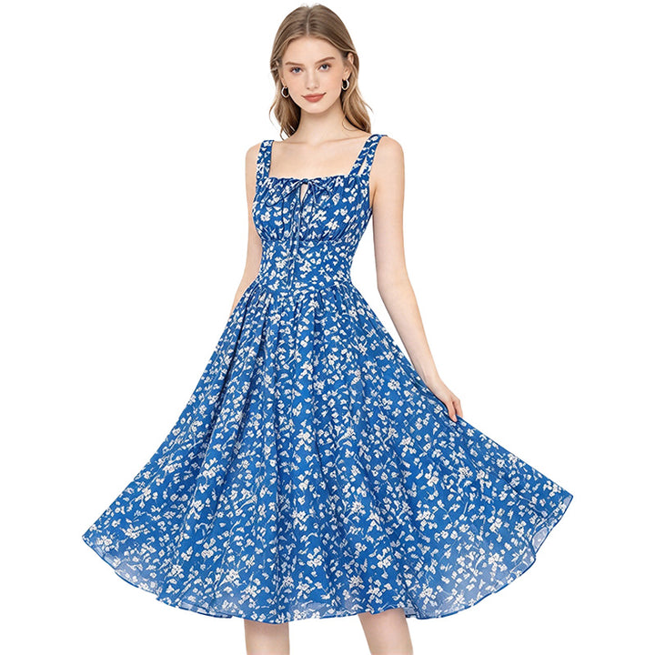 Floral Print Corset Midi Dress