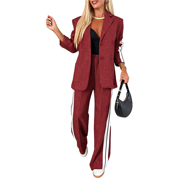 Contrast Stripe Blazer Set