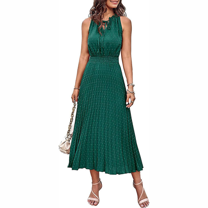 Pleated Long Sleeve Midi Dress