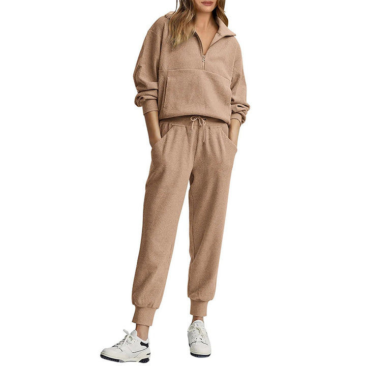 Ribbed Half-Zip Lounge Set