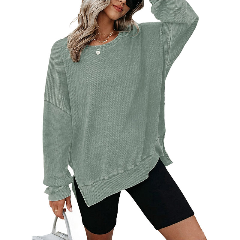 Washed Waffle Knit Pullover