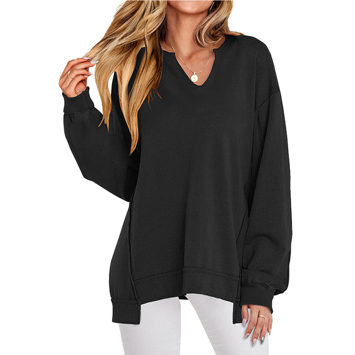 Relaxed V Neck Oversized Sweatshirt