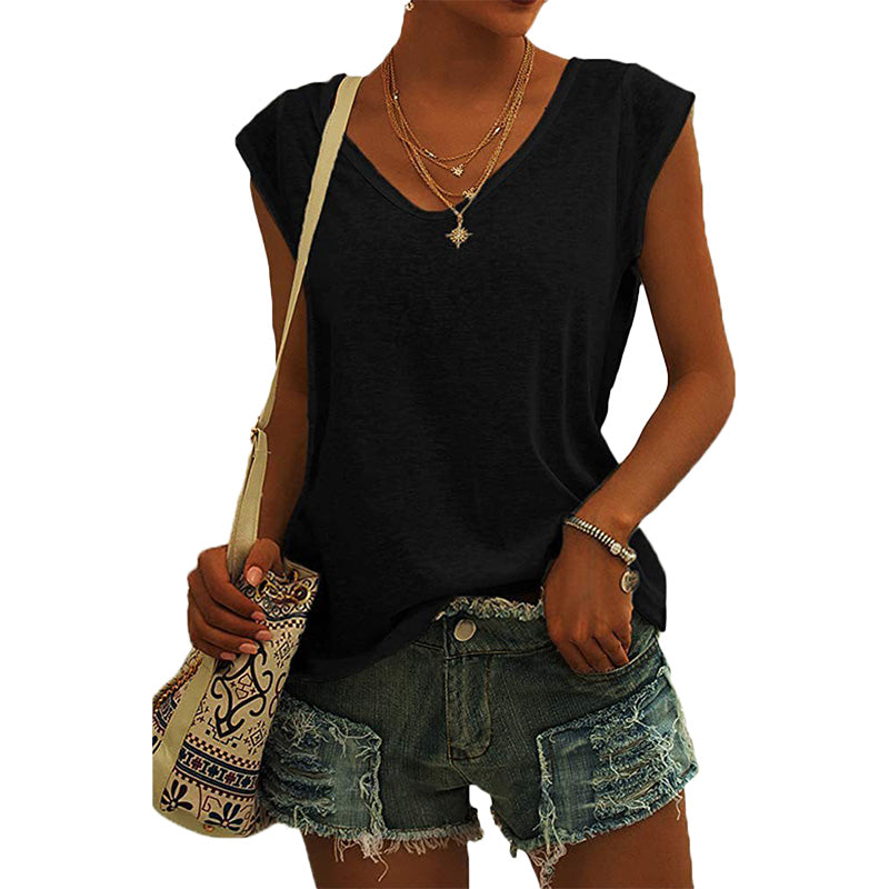 Relaxed Fit V-Neck Sleeveless Top