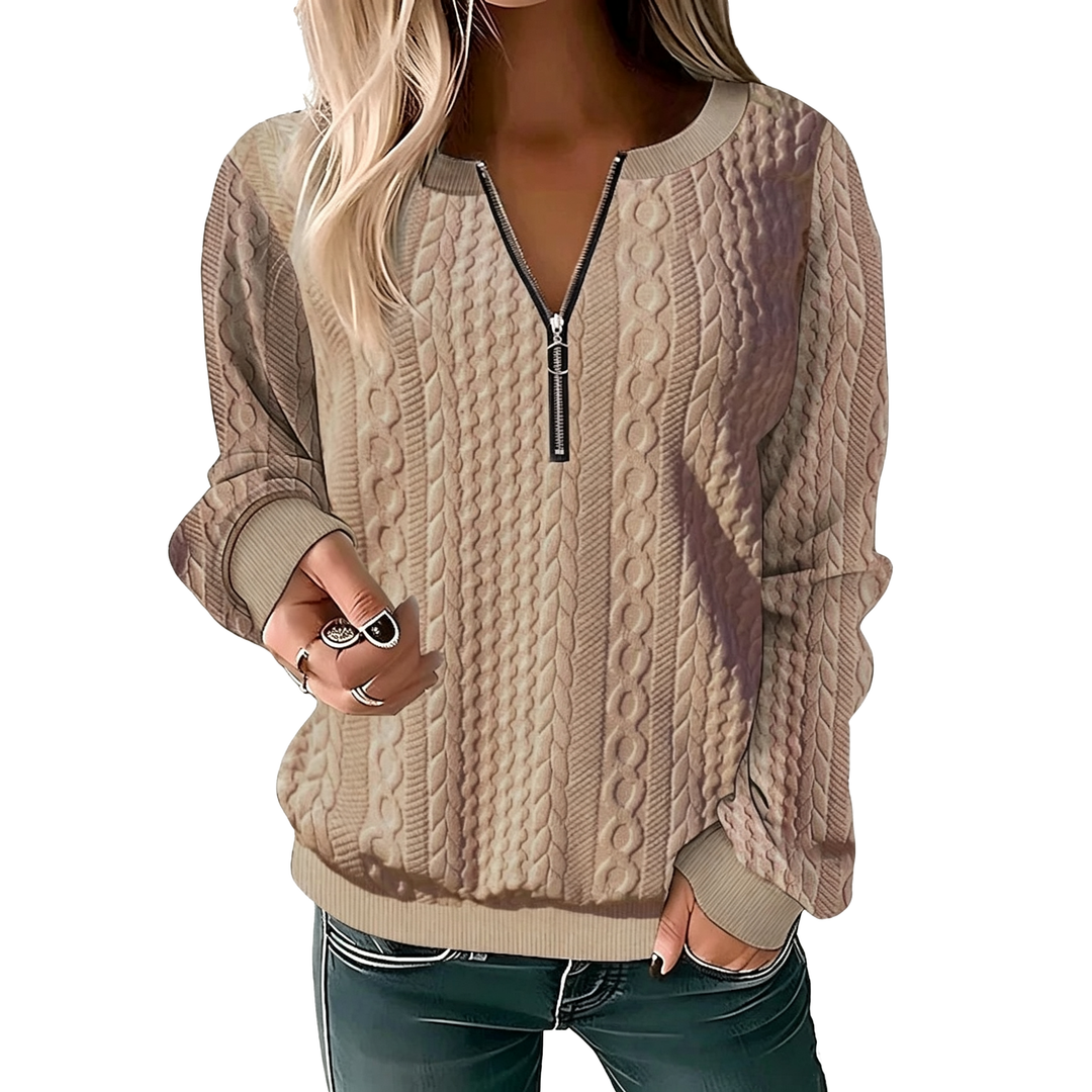 Cable Knit Zip Pullover