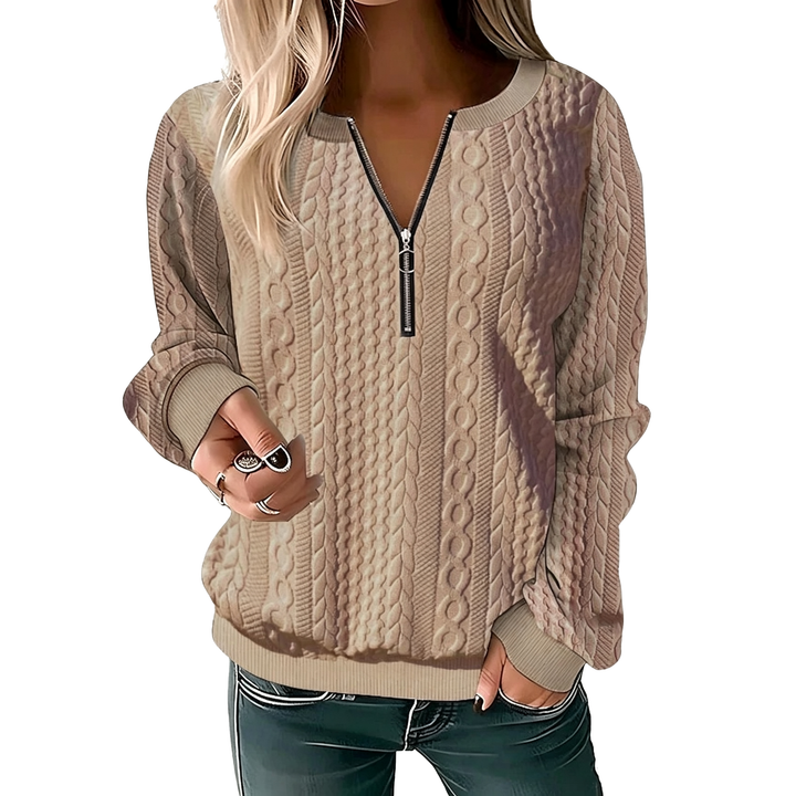 Cable Knit Zip Pullover