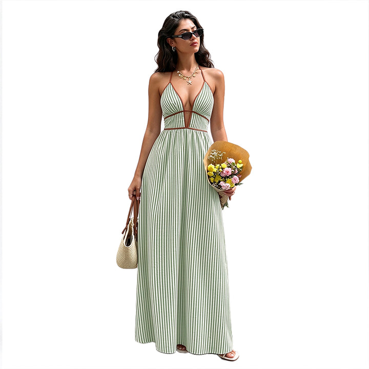 Striped Halter Maxi Dress