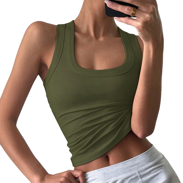 Ribbed Square Neck Tank Top