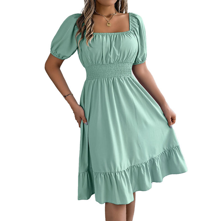 Elegant Square Neck Midi Dress