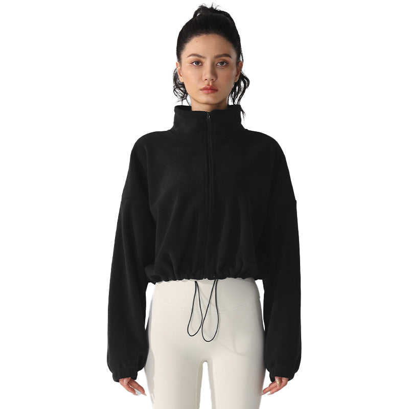 Cropped Fleece Zip-Up Jacket
