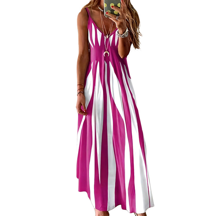 Striped V-Neck Maxi Dress