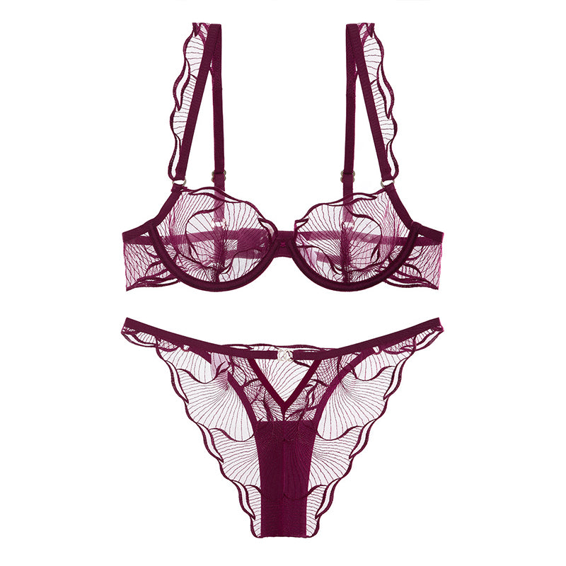 Floral lace tulle lingerie set