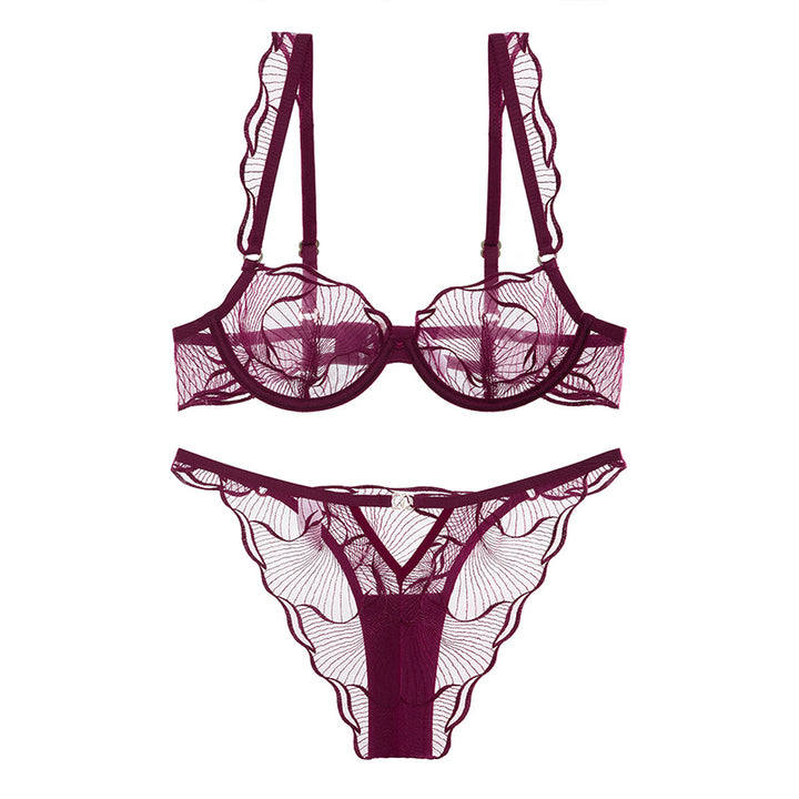 Floral lace tulle lingerie set